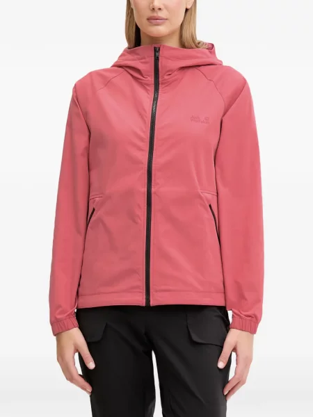 Geacă Jack Wolfskin cu glugă roz