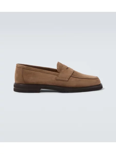 Pantofi loafer Thom Sweeney din piele de căprioară maro