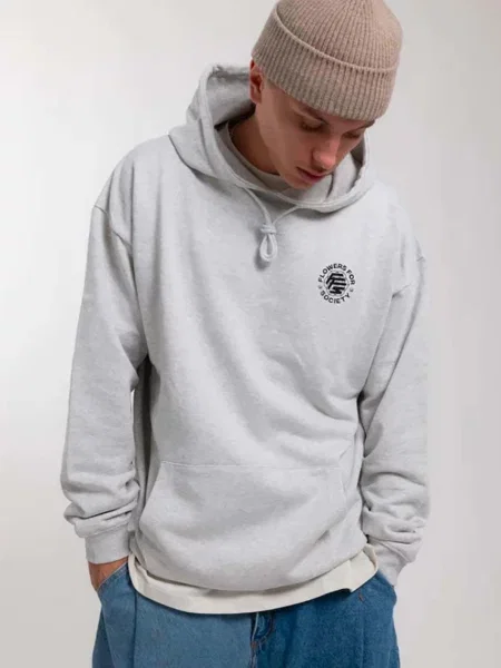 Свитер Flowers For Society в цветочек с капюшоном серый