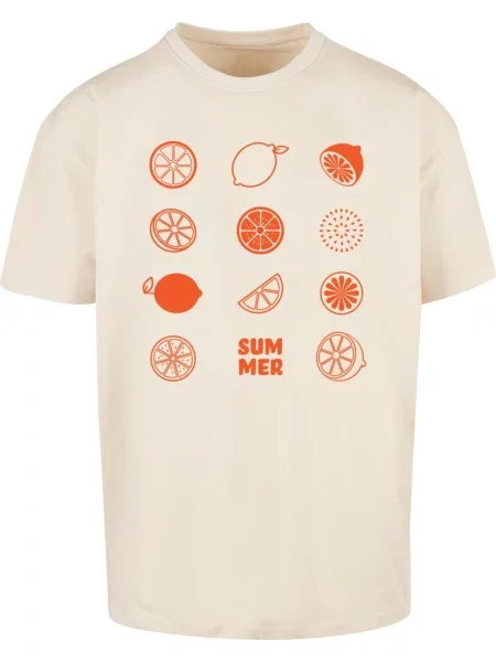 Merchcode Tričko Summer Citrus písková / oranžově červená