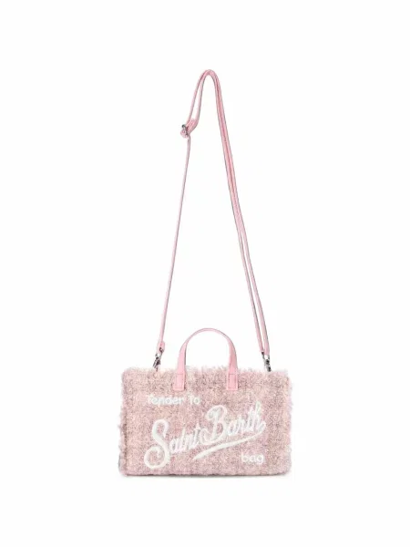 Geantă shopper Mc2 Saint Barth cu franjuri tricotate roz