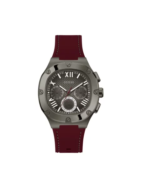 Lniany zegarek Guess czerwony