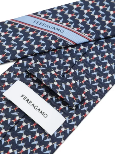 Cravată Ferragamo de mătase cu imagine albastru