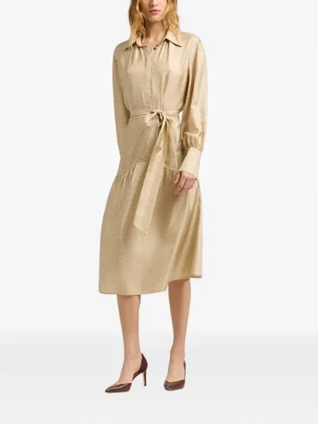 Rochie tip cămașă Kiton de mătase cu imagine cu imprimeu geometric