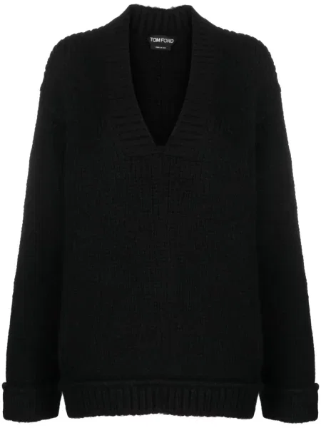 Pulover Tom Ford cu decolteu în V negru