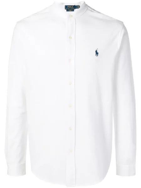 Siuvinėta polo marškinėliai Polo Ralph Lauren su stovinčia apykakle juoda