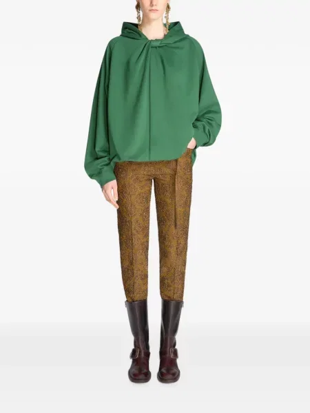 Hanorac cu glugă Dries Van Noten drapat verde