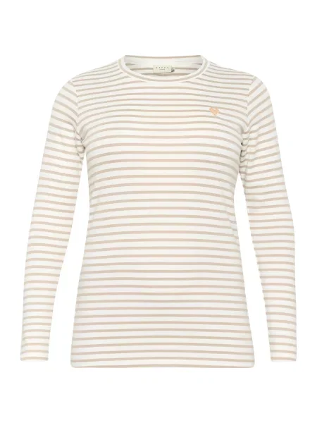 KAFFE CURVE Tričko Lia béžová / marhuľová biela