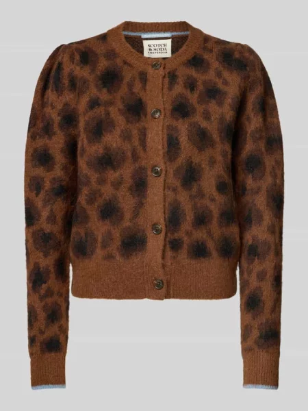 Kurtka z dzianiny z okrągłym dekoltem i listwą guzikową Scotch & Soda