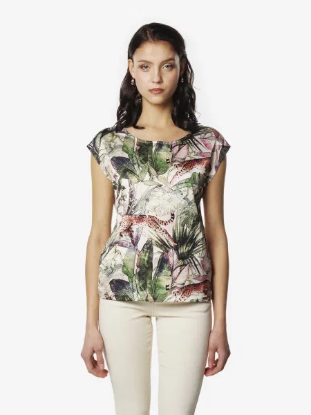 KOROSHI Tricou verde închis / roșu alb