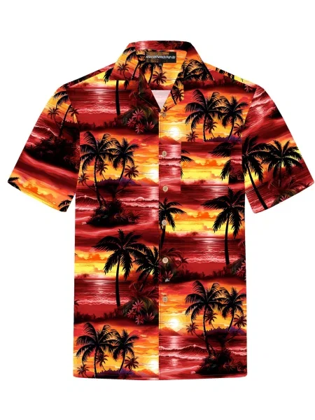 Hawaiihemdshop.de Košulja Hawaiihemd Evening Sun' crvena