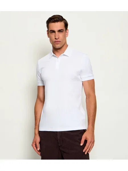 Tricou polo Boss Green alb