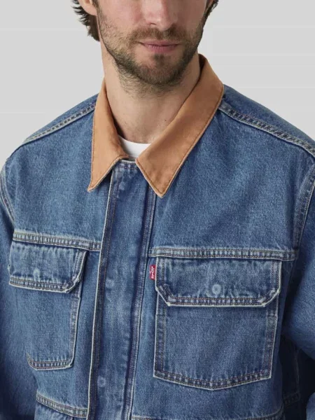Kurtka jeansowa o luźnym kroju z czystej bawełny z kołnierzem ze sztruksu Levi's niebieska