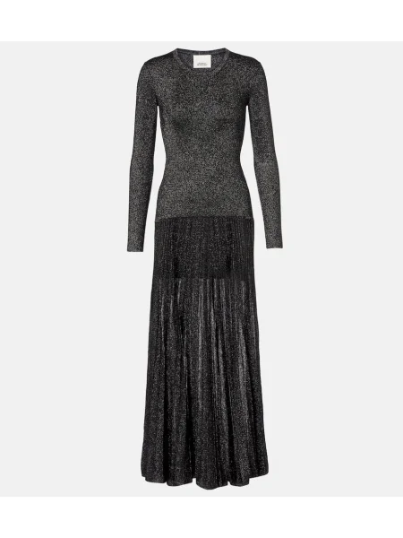 Rochie maxi Isabel Marant plisată de costum argintiu