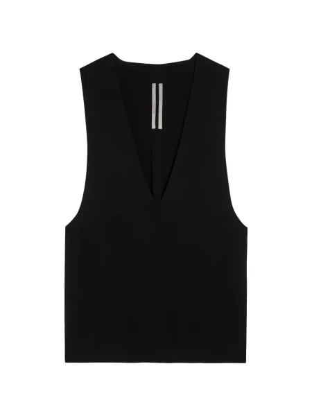 Pulover Rick Owens fără mâneci cu decolteu în V negru