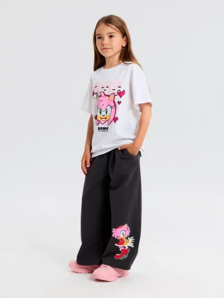 Sinsay kalhoty wide leg Sonic the Hedgehog šedá