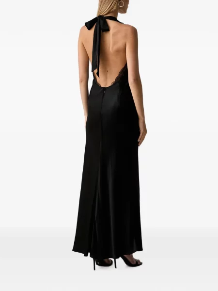 Rochie Bardot din dantelă cu gât halter negru