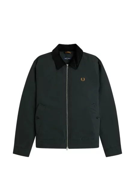 Gulerat geacă Fred Perry de catifea cord cu autograf verde