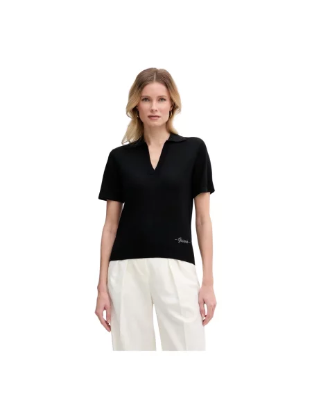 Koszulka polo Guess wełniana czarna