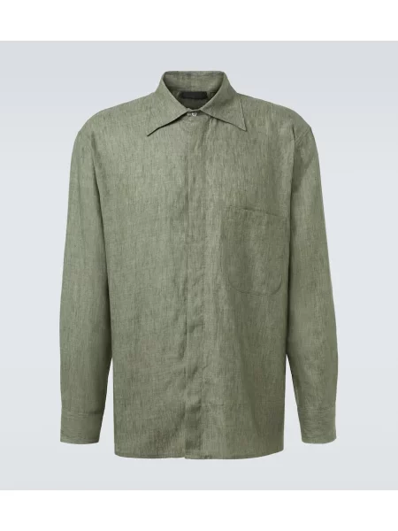 Lanena srajca Saman Amel zelena