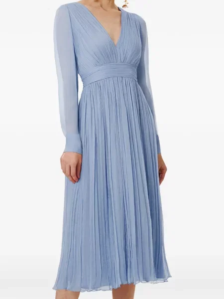 Rochie midi Framboise de mătase albastru