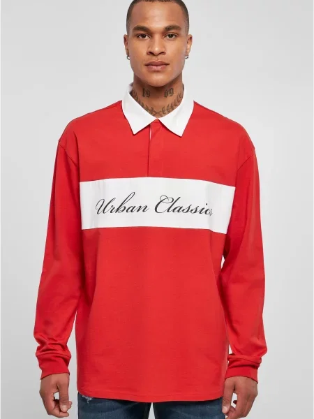 Polokošeľa Urban Classics s dlhými rukávmi červená