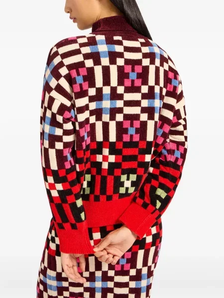 Pulover La Doublej cu imprimeu geometric roșu