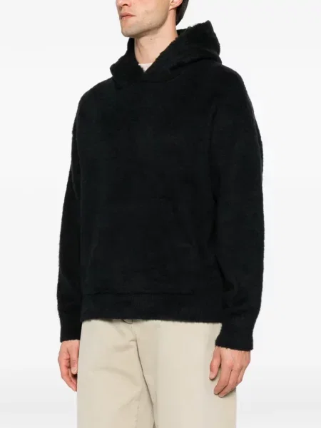 Πλεκτό hoodie Roberto Collina μαύρο