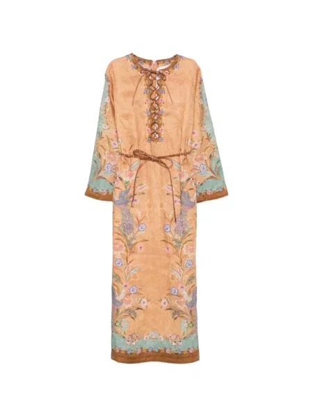 Rochie midi Zimmermann cu șireturi cu model floral cu imagine