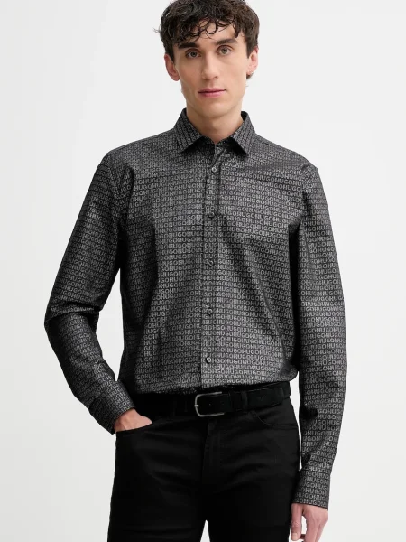HUGO cămașă cu guler clasic slim negru