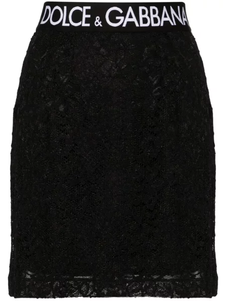 Fusta mini Dolce & Gabbana cu model floral din dantelă negru