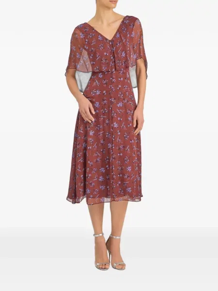 Rochie midi Markarian cu model floral cu imagine roșu