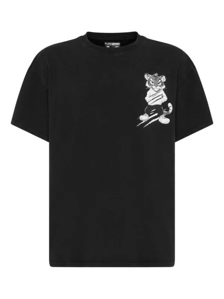 Tricou Plein Sport din fleece cu dungi de tigru negru