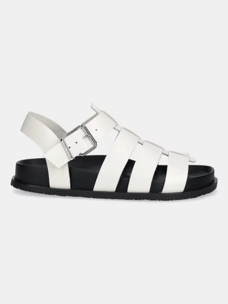 Tommy Jeans sandały skórzane TJW FISHERMAN PATENT SANDAL biały