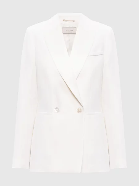 Двобортний жакет з льону з ланцюжком Peserico білий