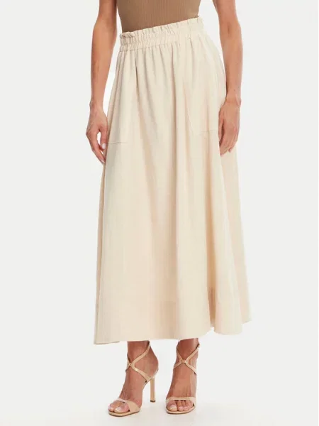YAS Spódnica maxi Flaxy beżowy