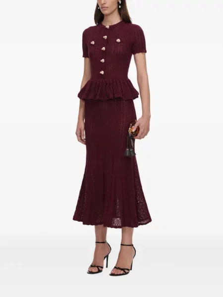 Rochie midi Self-portrait tricotate roșu