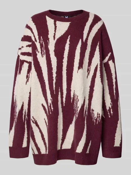 Sweter z dzianiny o kroju oversized z graficznym wzorem Karo Kauer