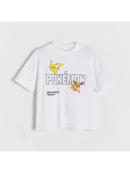 Reserved Tričko s potiskem Pokémon krémová