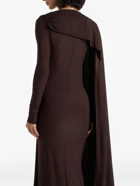 Rochie maxi Manière De Voir cu volane asimetrică drapată maro
