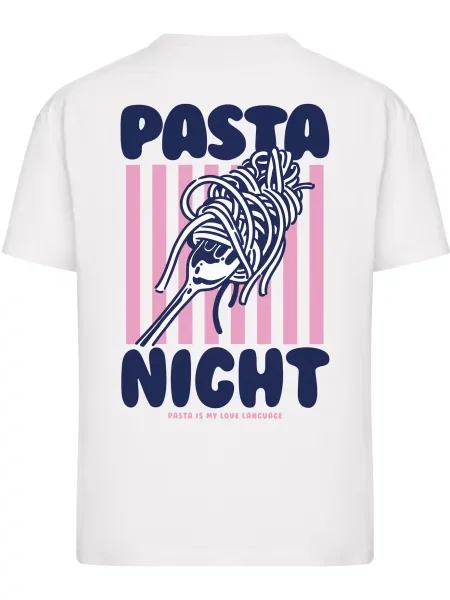 Miss Tee Tričko Pasta Night Love Language námornícka modrá / svetloružová biela