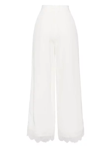 Pantaloni Shiatzy Chen cu broderie din dantelă alb