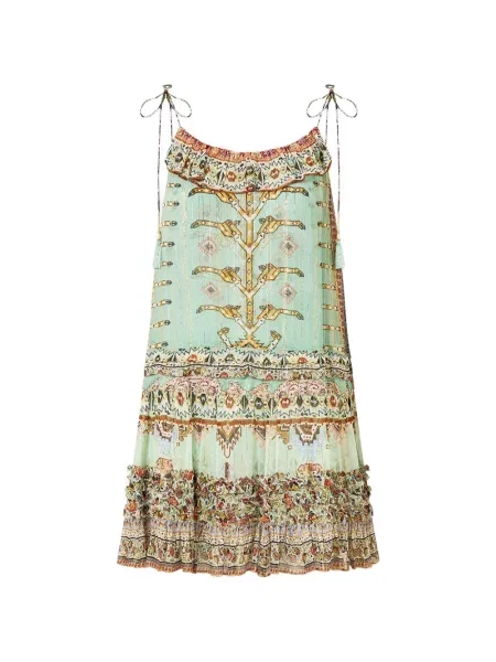 Rochie mini Camilla cu volane verde