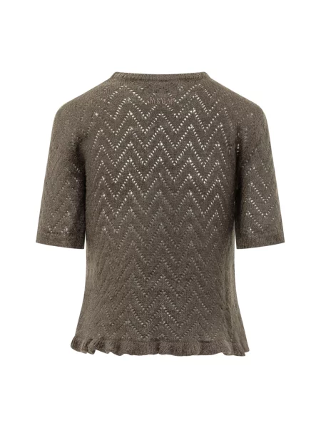 Dzianinowy krótki sweter Msgm brązowy