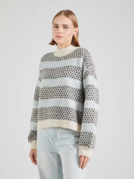 VERO MODA Megztinis VMTRIXIE smėlio / šviesiai mėlyna juoda
