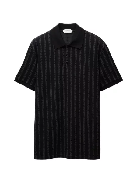 Tricou polo Versace din jacard negru