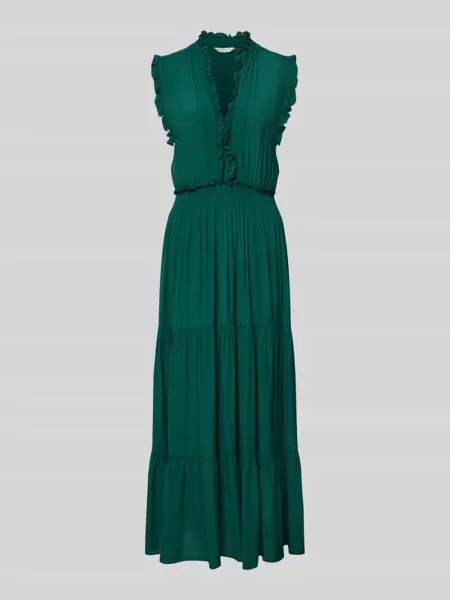 Sukienka maxi z z dekoltem w serek i falbankami Apricot zielona