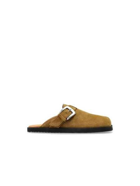 Klapki mules Maison Margiela skórzane brązowe
