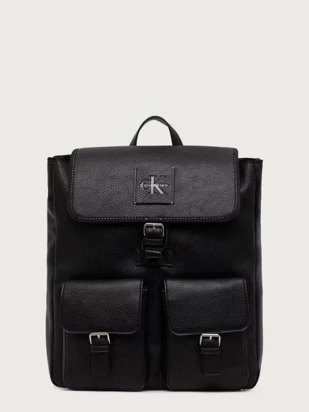 Rucsac Calvin Klein Bold Pebble Flap Backpack Black OS negru