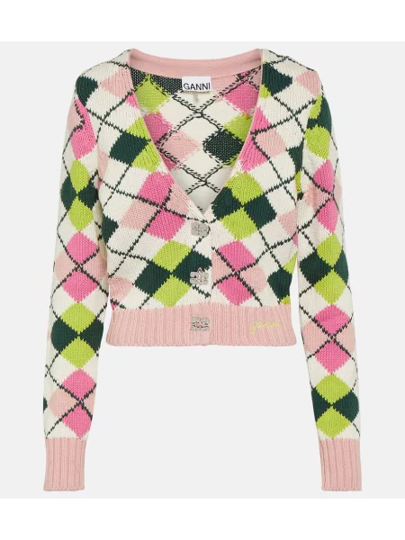 Cardigan Ganni cu model argyle